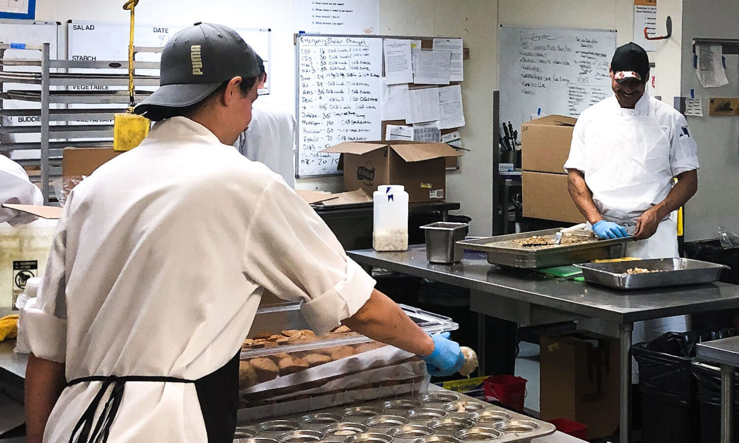 Freshly baked muffins coming out of the FareStart kitchens