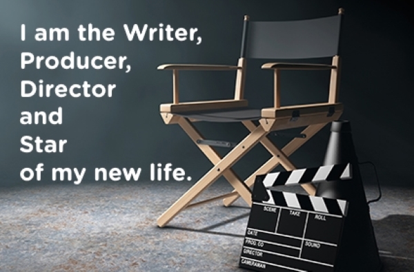 This photo is displayed at FareStart all throughout the organization of the Director's chair with a quote "I am the writer, producer, director and star of my new life."