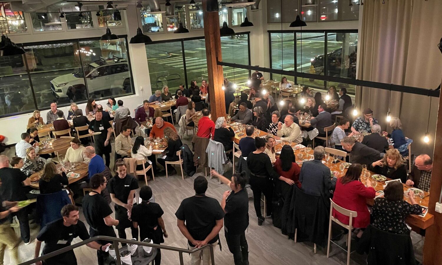 People attending Guest Chef Night at the FareStart Restaurant