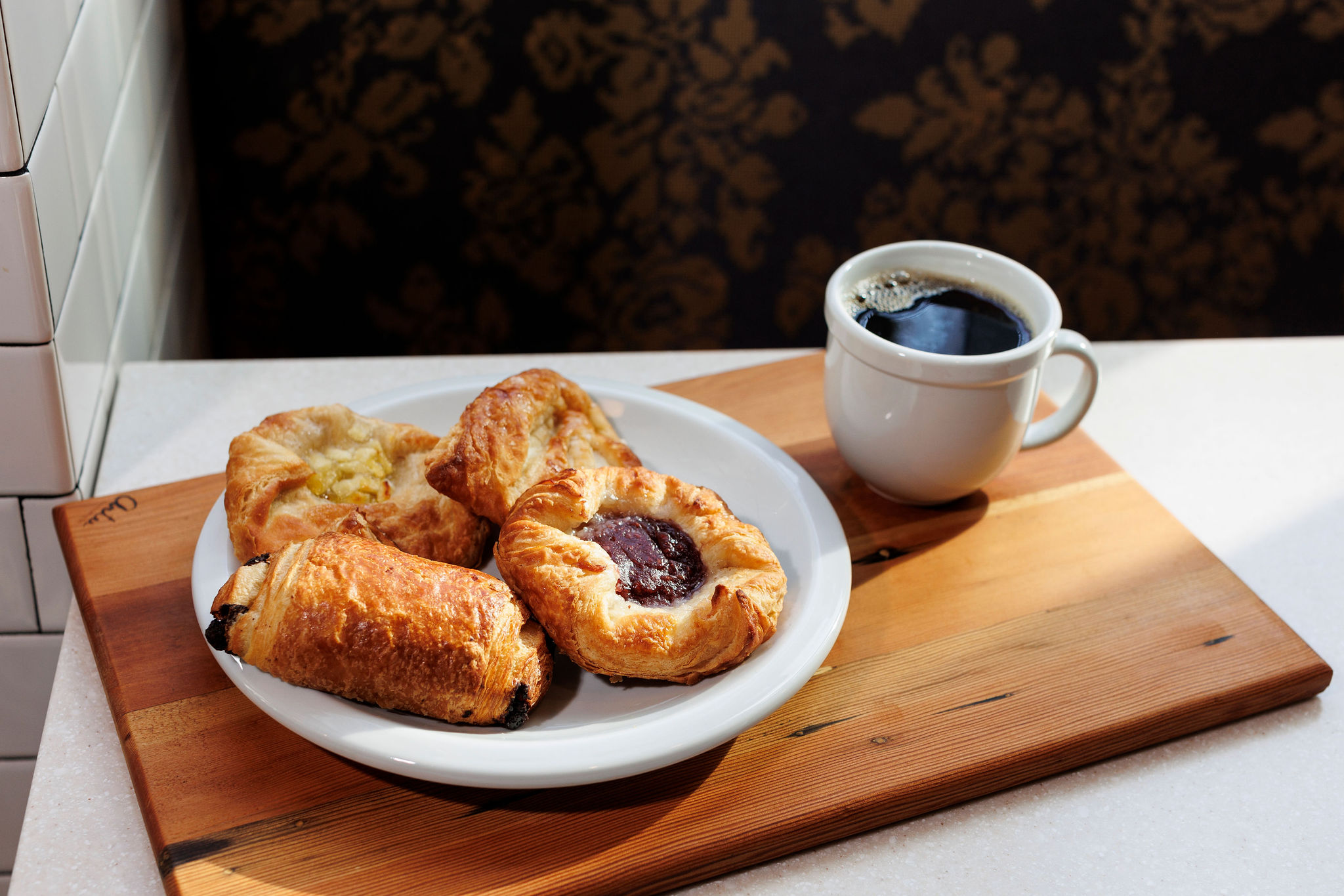 Coffee and breakfast pastries from the FareStart Cafe
