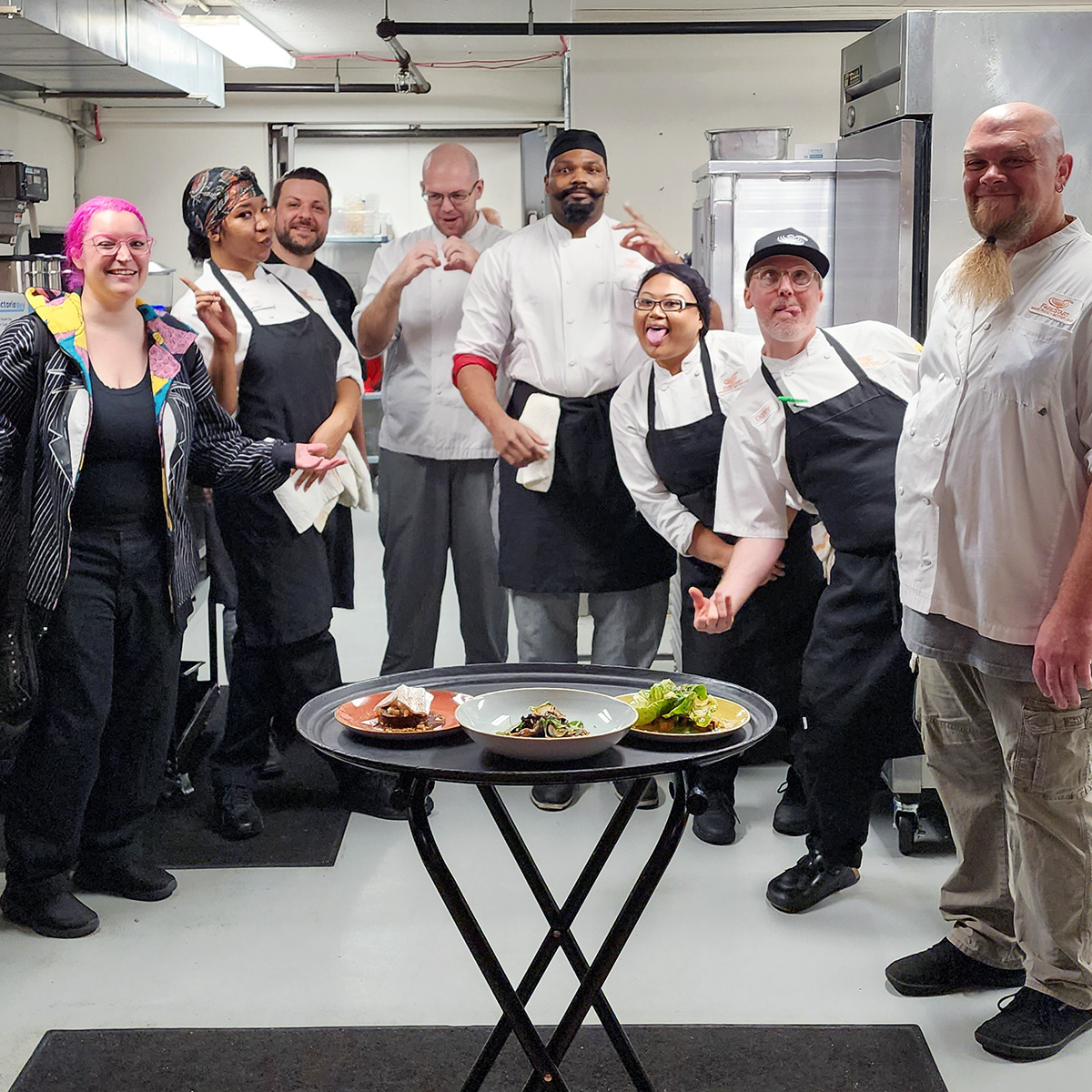 FareStart staff, students and Chef Aaron Tekulve making funny faces