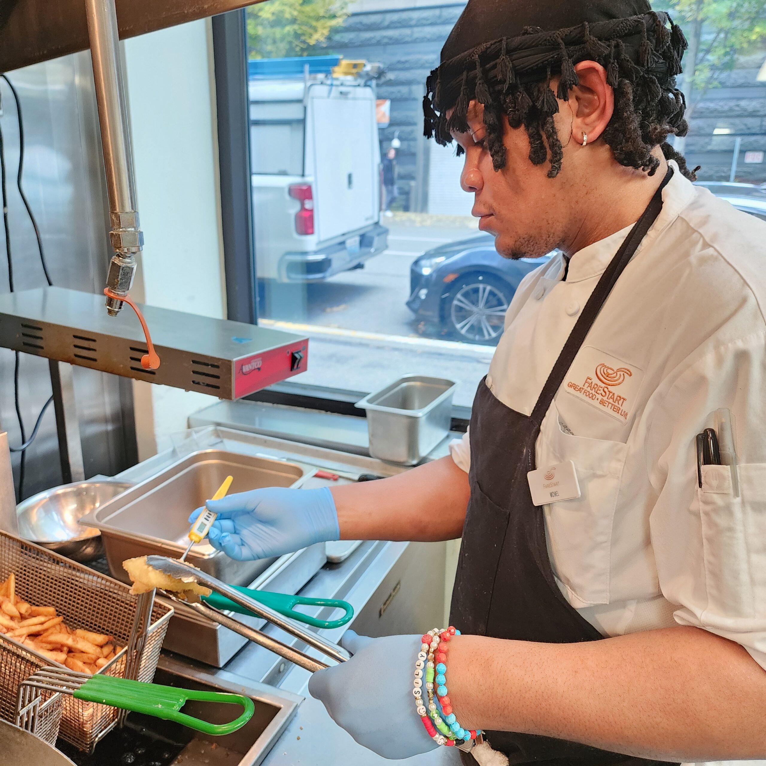 Michael on fry station