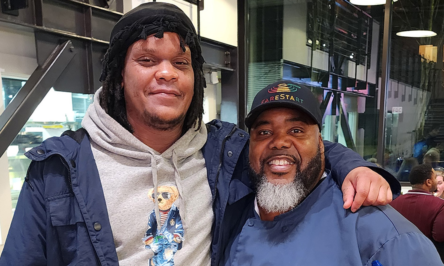 Michael (left) with FareStart Chef Trainer Traiel (right)