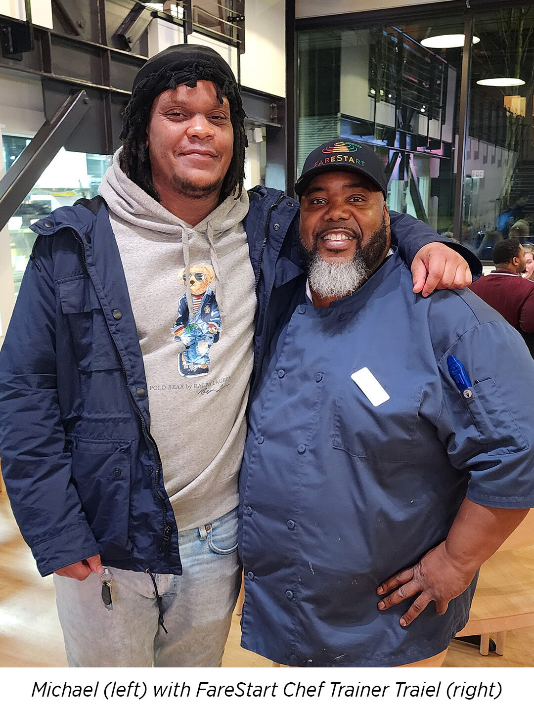 Michael (left) with FareStart Chef Trainer Traiel (right)