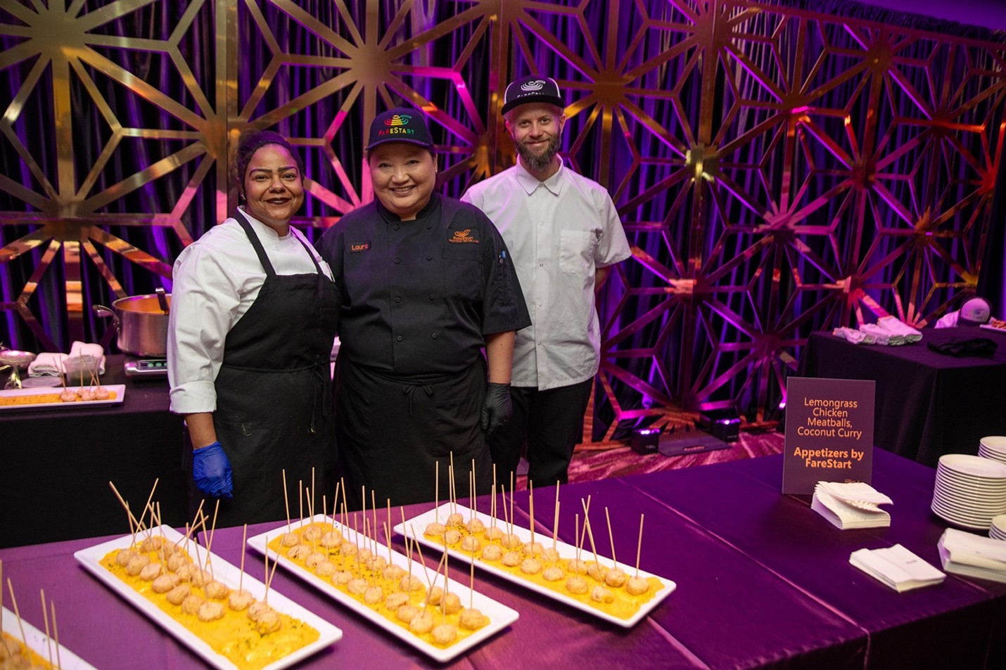 Jennifer, a FareStart graduate, with Chef Laura, a 2015 FareStart graduate and sous chef, and Chef Nathan, a FareStart Chef and the Director of Culinary Operations
