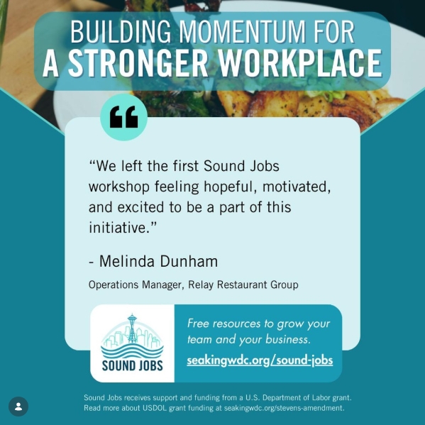 Building momentum for a stronger workplace graphic from Sound Jobs