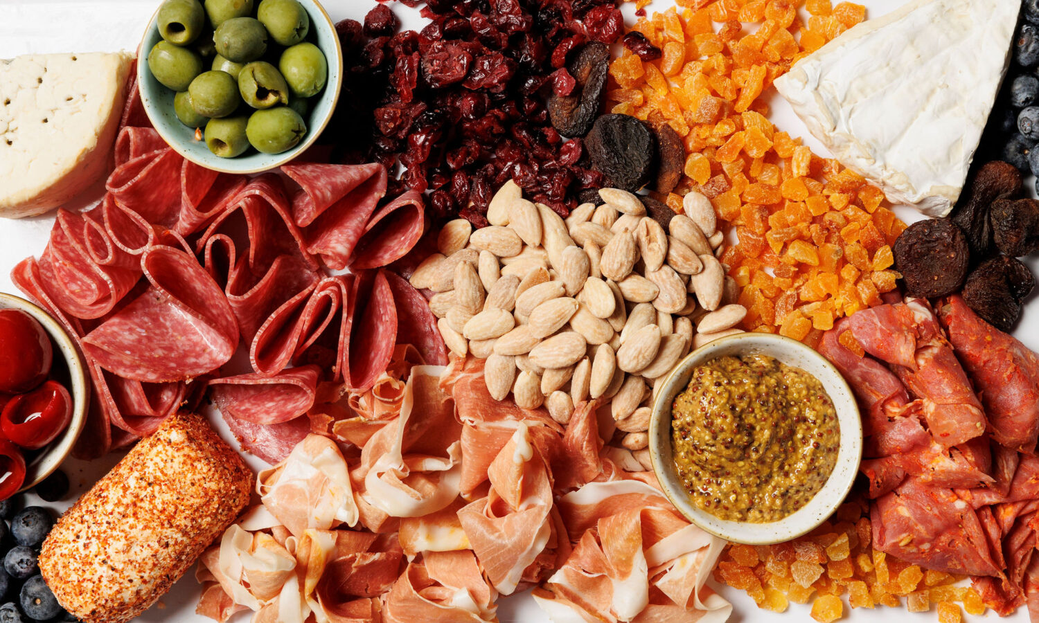 I board of meats, cheese, olives and dips
